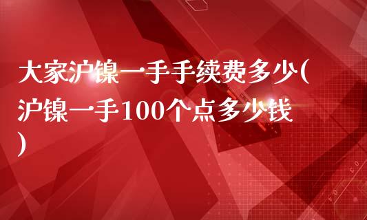 大家沪镍一手手续费多少(沪镍一手100个点多少钱)