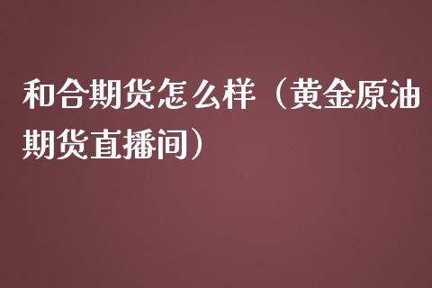 和合期货怎么样（黄金原油期货直播间）