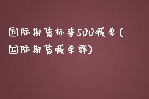 国际期货标普500喊单(国际期货喊单群)