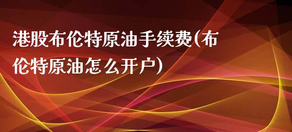 港股布伦特原油手续费(布伦特原油怎么开户)