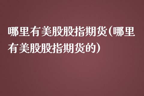 哪里有美股股指期货(哪里有美股股指期货的)