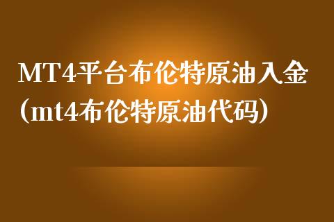 MT4平台布伦特原油入金(mt4布伦特原油代码)