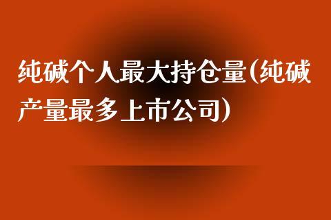 纯碱个人最大持仓量(纯碱产量最多上市公司)