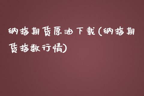 纳指期货原油下载(纳指期货指数行情)