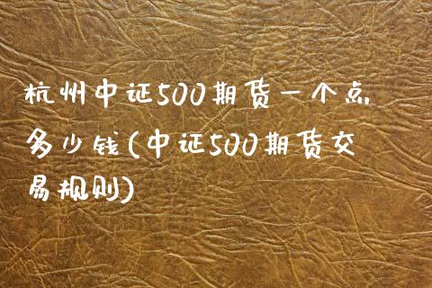 杭州中证500期货一个点多少钱(中证500期货交易规则)