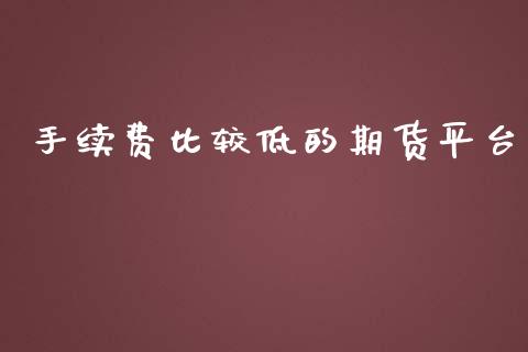 手续费比较低的期货平台