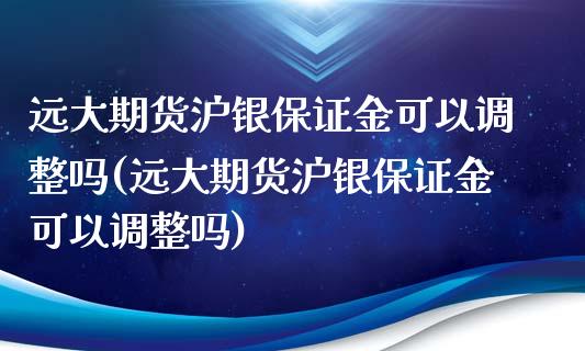 远大期货沪银保证金可以调整吗(远大期货沪银保证金可以调整吗)