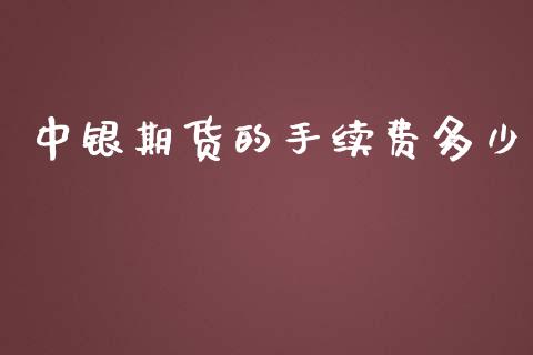 中银期货的手续费多少