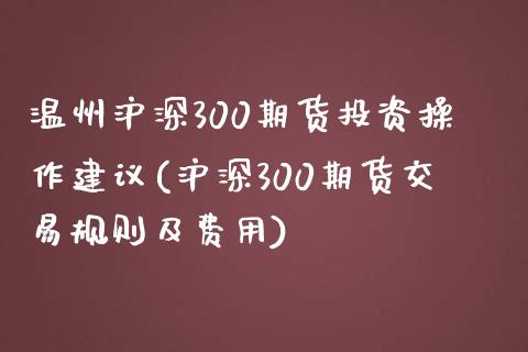 温州沪深300期货投资操作建议(沪深300期货交易规则及费用)