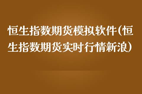 恒生指数期货模拟软件(恒生指数期货实时行情新浪)