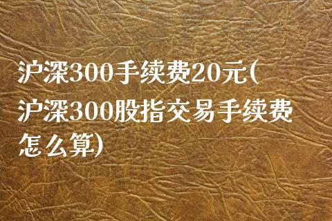 沪深300手续费20元(沪深300股指交易手续费怎么算)