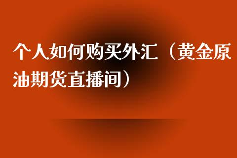 个人如何购买外汇（黄金原油期货直播间）