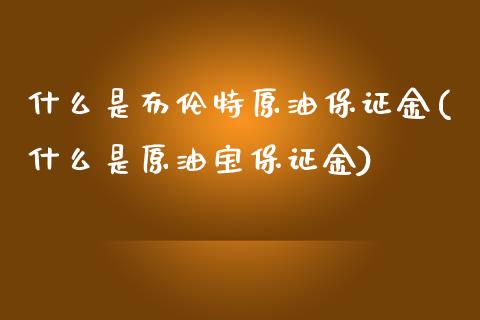 什么是布伦特原油保证金(什么是原油宝保证金)