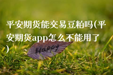 平安期货能交易豆粕吗(平安期货app怎么不能用了)