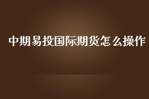 中期易投国际期货怎么操作