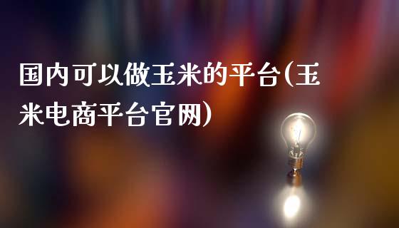 国内可以做玉米的平台(玉米电商平台官网)