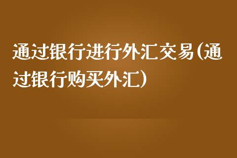 通过银行进行外汇交易(通过银行购买外汇)