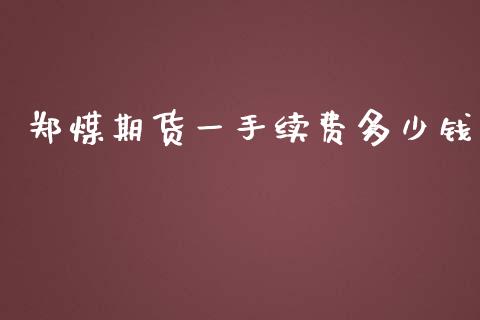 郑煤期货一手续费多少钱