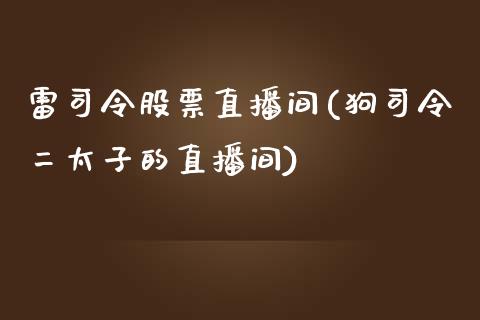 雷司令股票直播间(狗司令二太子的直播间)