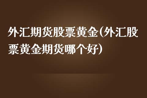 外汇期货股票黄金(外汇股票黄金期货哪个好)