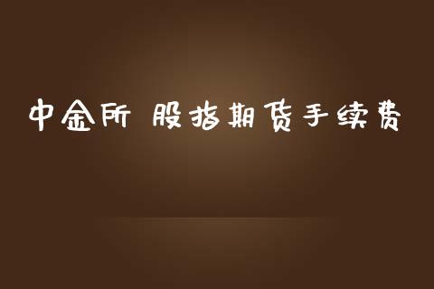 中金所 股指期货手续费