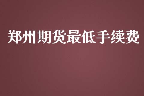 郑州期货最低手续费