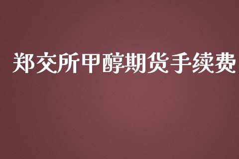 郑交所甲醇期货手续费