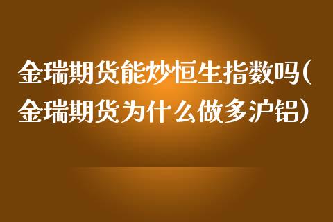 金瑞期货能炒恒生指数吗(金瑞期货为什么做多沪铝)