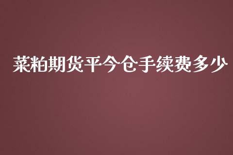 菜粕期货平今仓手续费多少