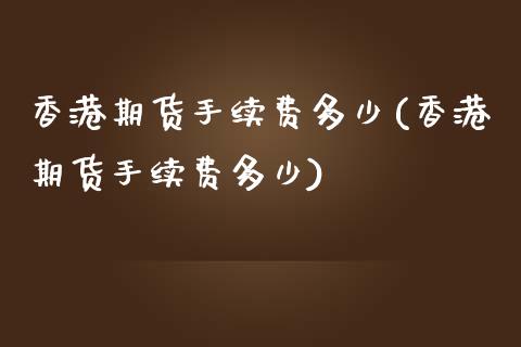 香港期货手续费多少(香港期货手续费多少)