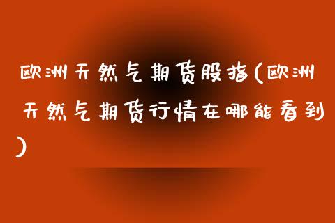 欧洲天然气期货股指(欧洲天然气期货行情在哪能看到)