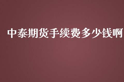 中泰期货手续费多少钱啊