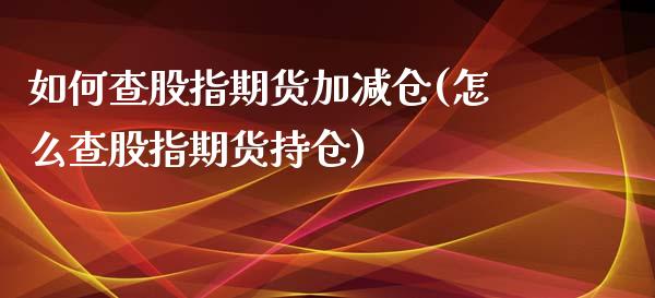 如何查股指期货加减仓(怎么查股指期货持仓)