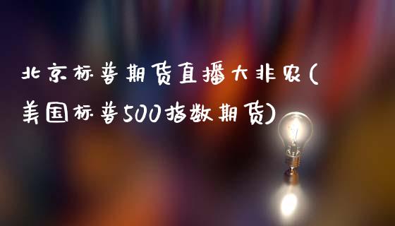 北京标普期货直播大非农(美国标普500指数期货)