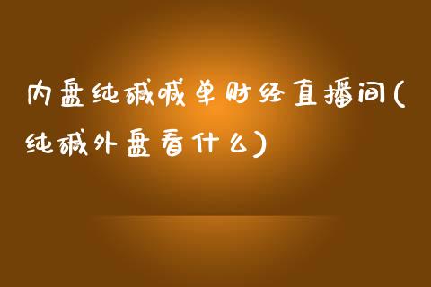 内盘纯碱喊单财经直播间(纯碱外盘看什么)