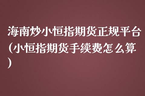 海南炒小恒指期货正规平台(小恒指期货手续费怎么算)