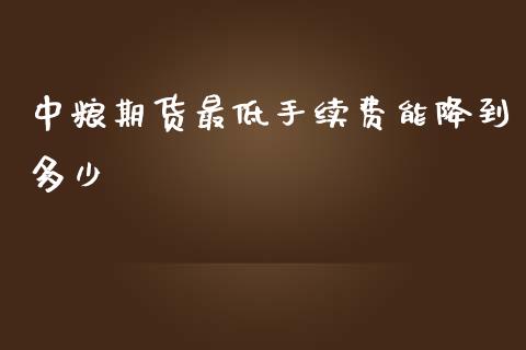 中粮期货最低手续费能降到多少