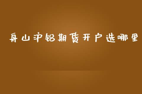 舟山沪铝期货开户选哪里