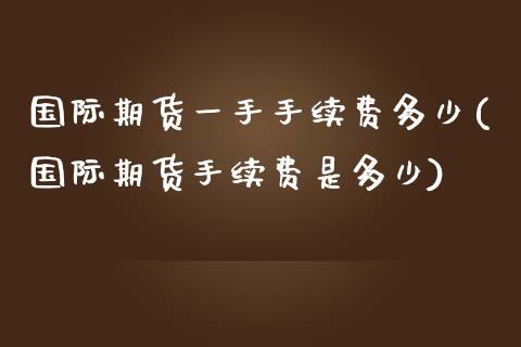 国际期货一手手续费多少(国际期货手续费是多少)