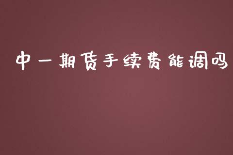 中一期货手续费能调吗