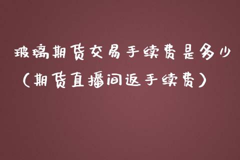 玻璃期货交易手续费是多少（期货直播间返手续费）