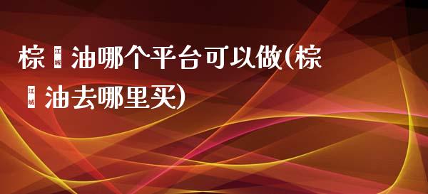 棕榈油哪个平台可以做(棕榈油去哪里买)