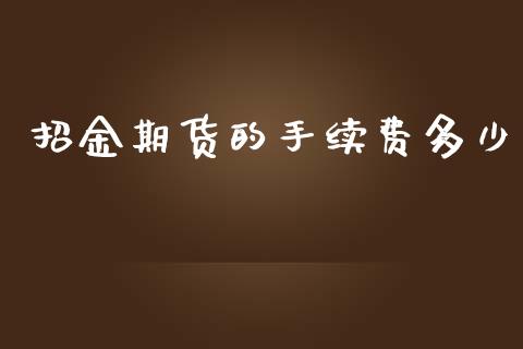 招金期货的手续费多少