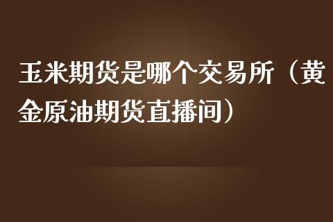 玉米期货是哪个交易所（黄金原油期货直播间）