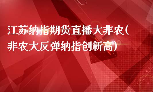 江苏纳指期货直播大非农(非农大反弹纳指创新高)