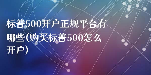 标普500开户正规平台有哪些(购买标普500怎么开户)