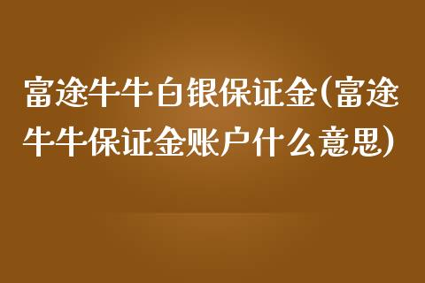 富途牛牛白银保证金(富途牛牛保证金账户什么意思)