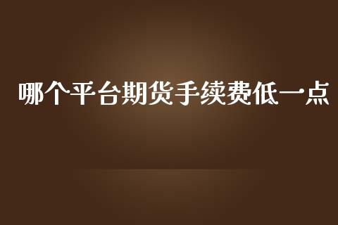 哪个平台期货手续费低一点