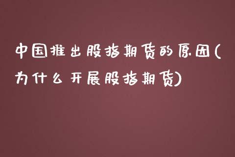 中国推出股指期货的原因(为什么开展股指期货)