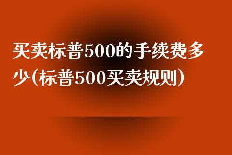 买卖标普500的手续费多少(标普500买卖规则)